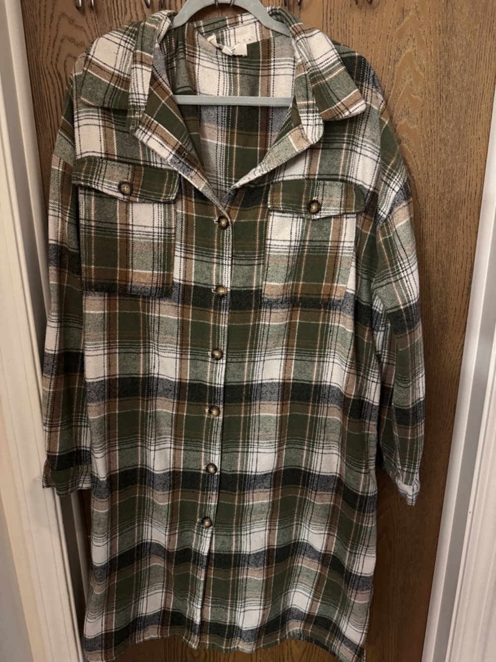 easel Olive Green Plaid Button-Up Shirt